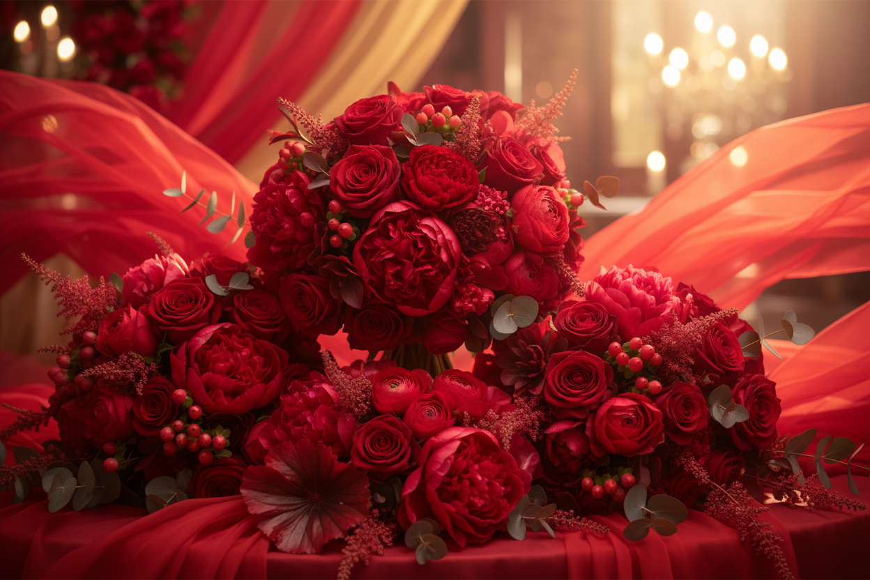 red romantic bouguts